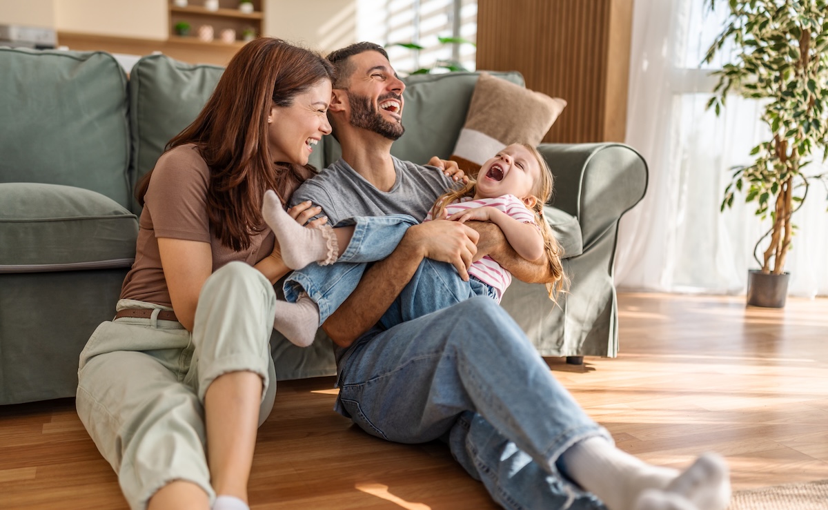 Family relaxing together at home