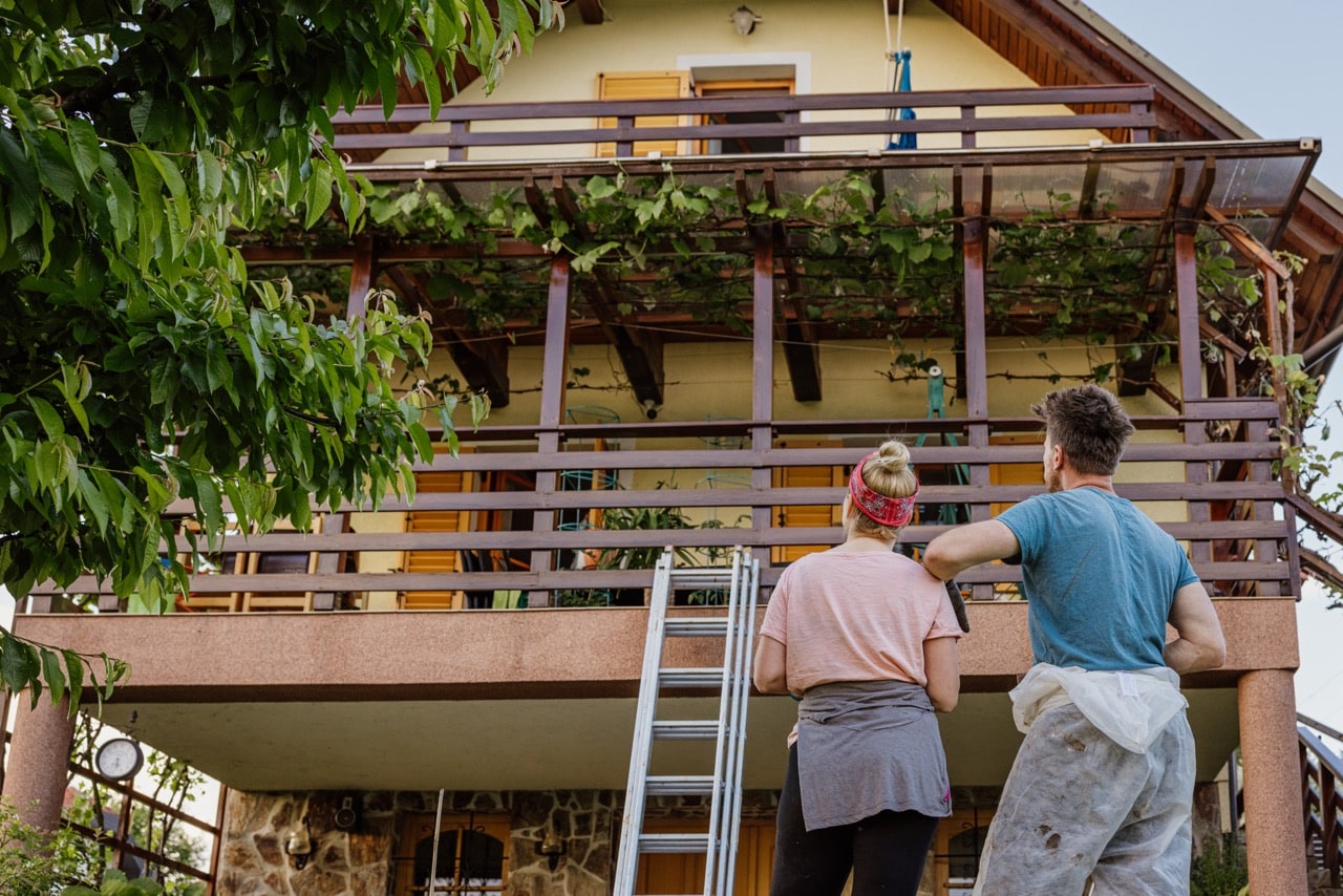 Homeowner reviewing paperwork at home