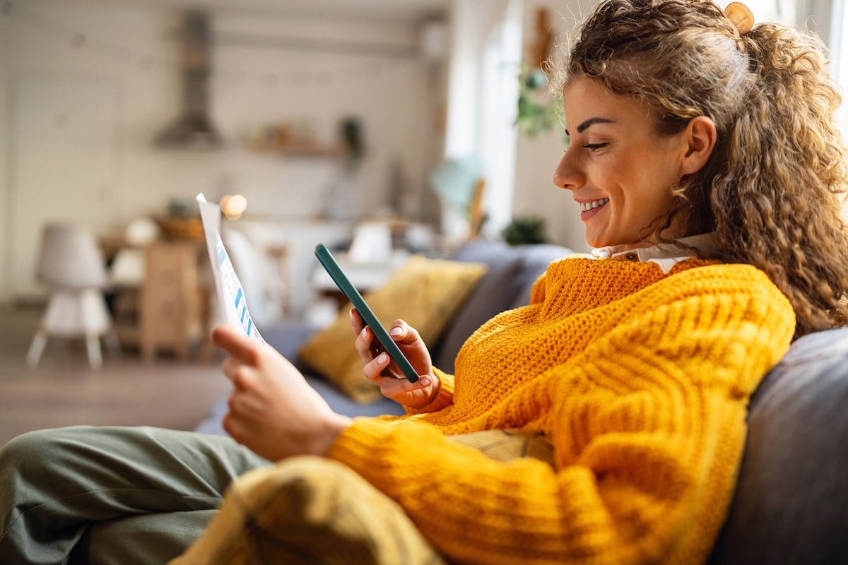 Homeowner reviewing home equity loan information