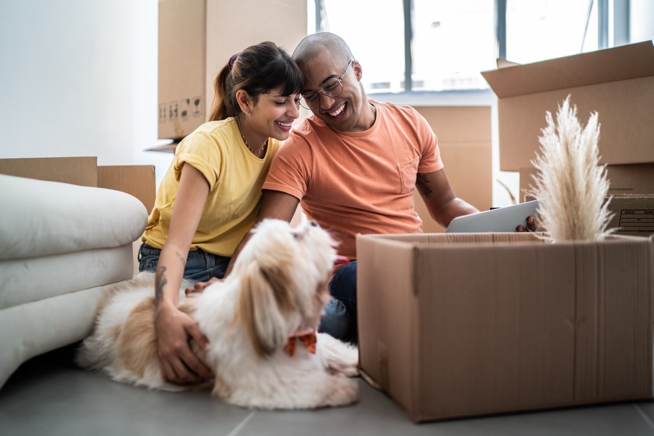 First-time buyers reviewing home options together