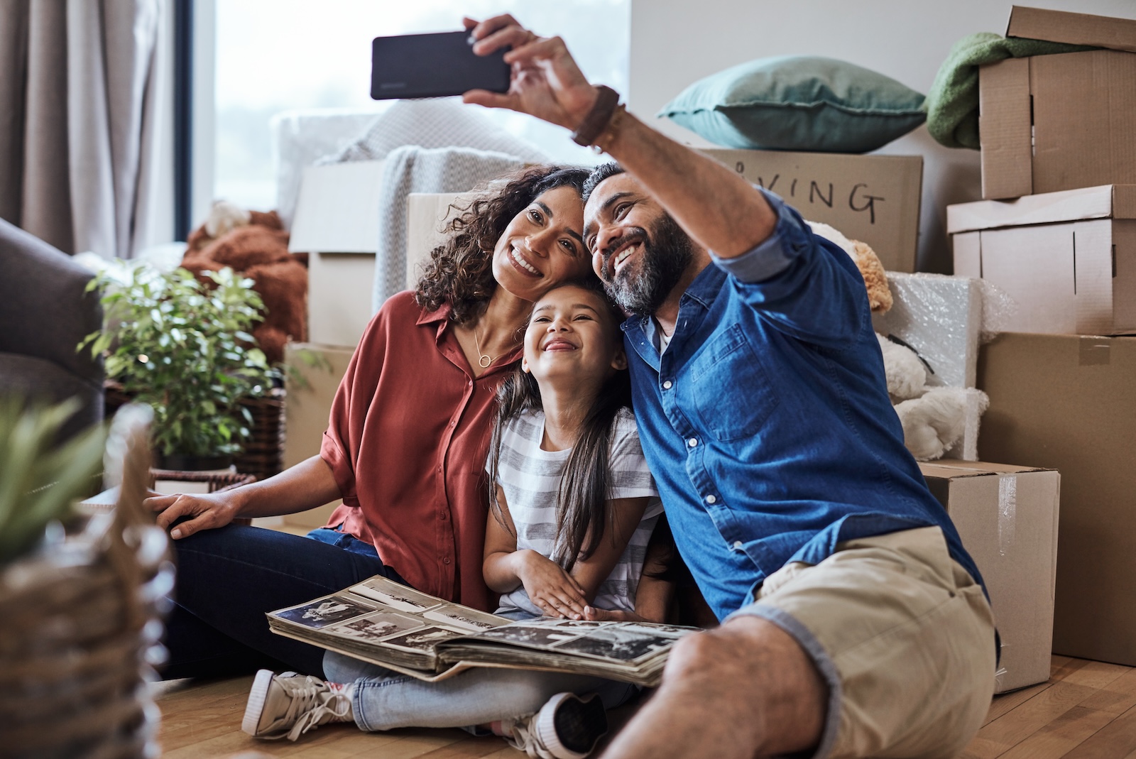 Family settling into a new home