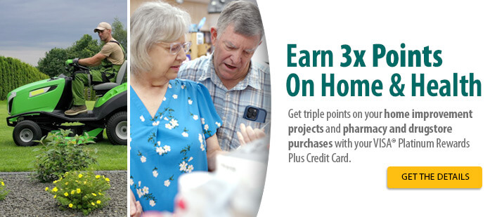 Earn 3x Points with your VISA® Platinum Rewards Plus Credit Card!