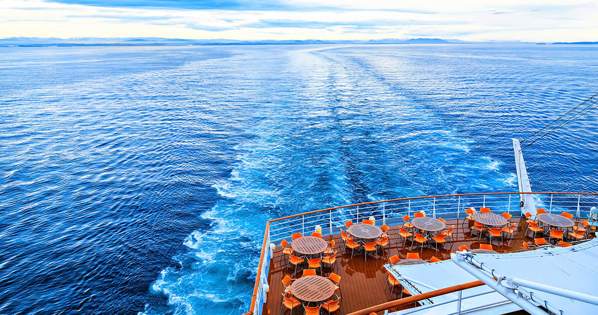 View from back deck of cruise ship