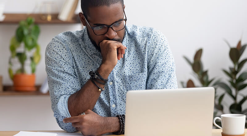 Man concerned about his finances.